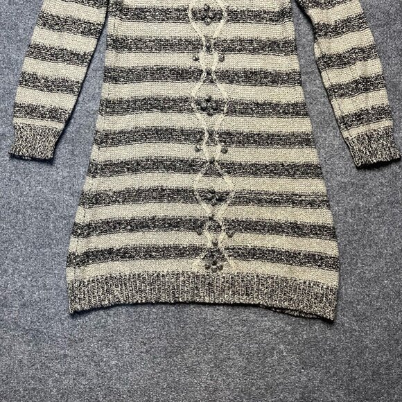 Jocomomola Womens Sweater Dress Neutral Striped Jewel Neck Embellished 40 - Picture 7 of 9